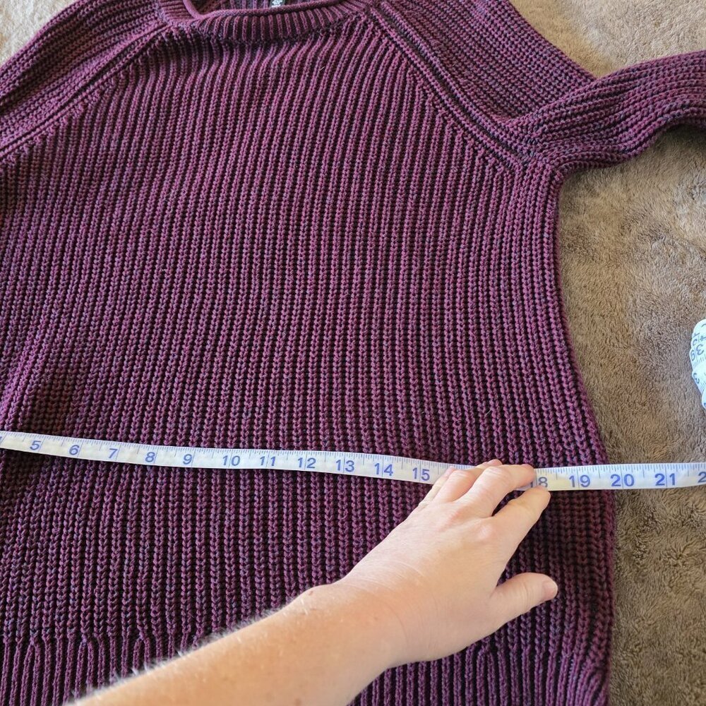 Ellen Tracy Port Marl Ribbed Sweater M Chunky Knit Cozy Plum Burgundy Pullover - Picture 12 of 14